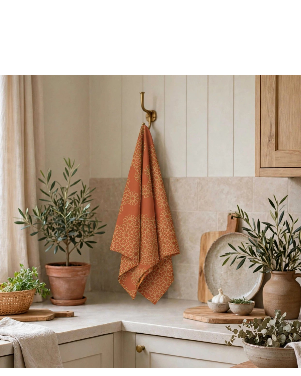 Threads of Heritage Tea Towel | Terracotta Lattice Kitchen Towel
