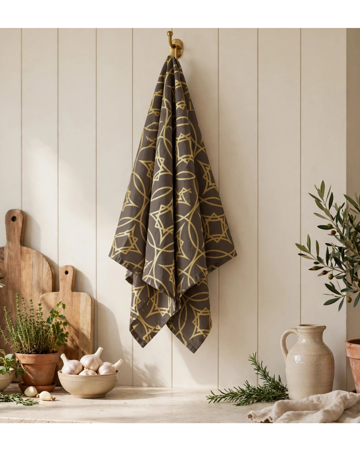 Patterns of Home Kitchen Towel | Cocoa Geometric Tea Towel