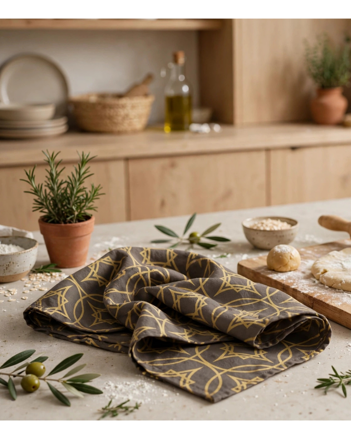 Patterns of Home Kitchen Towel | Cocoa Geometric Tea Towel