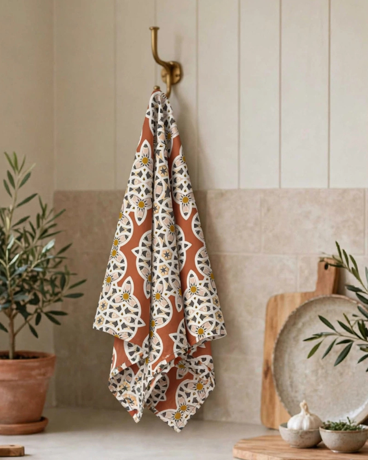 Layers of Heritage Kitchen Towel | Terracotta Ornamental Tea Towel