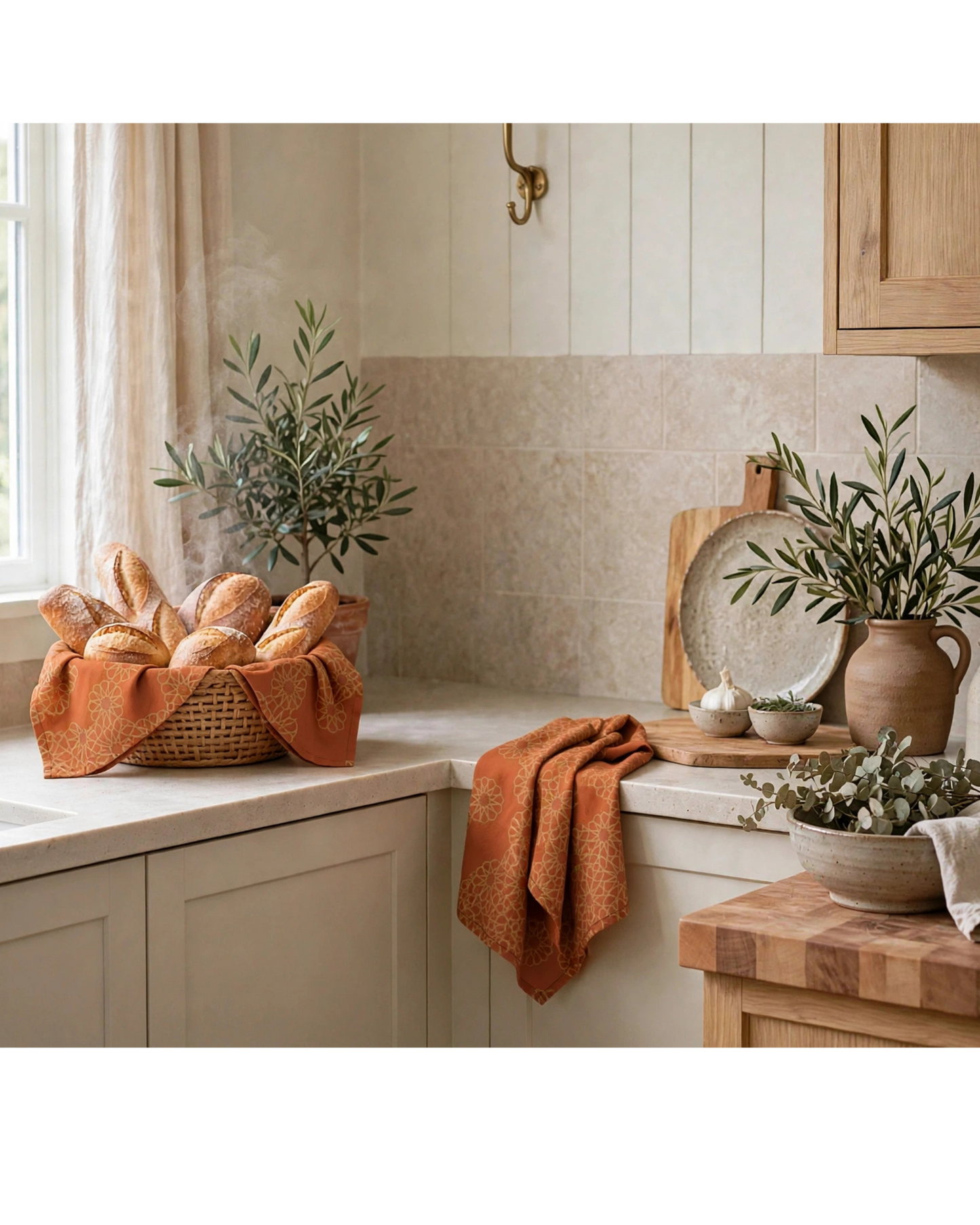 Threads of Heritage Tea Towel | Terracotta Lattice Kitchen Towel