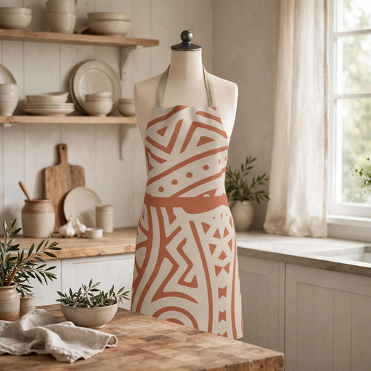 Rhythms of the Earth Apron | Clay Tribal Pattern Apron