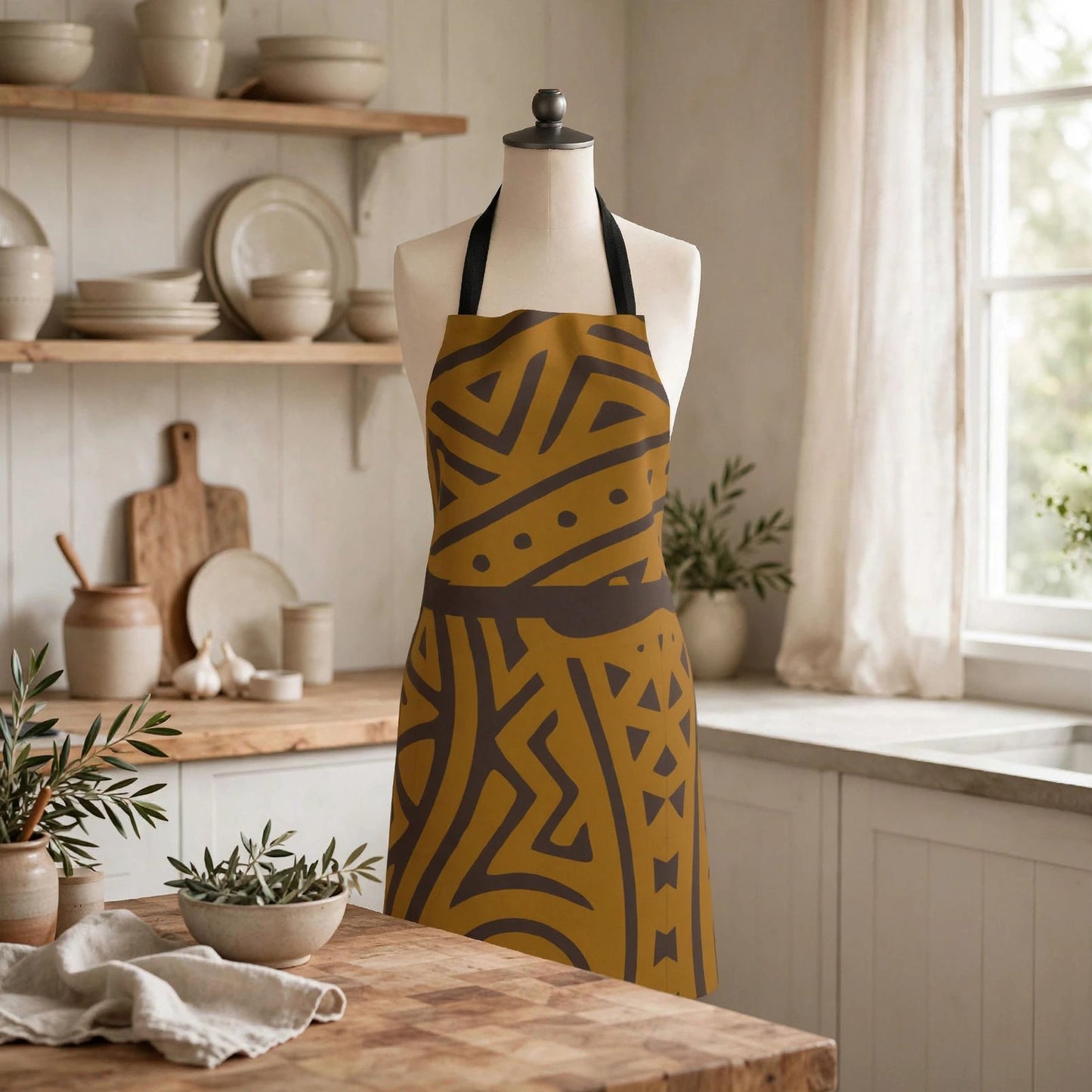 Rhythms of the Earth Apron | Ochre Tribal Pattern Apron