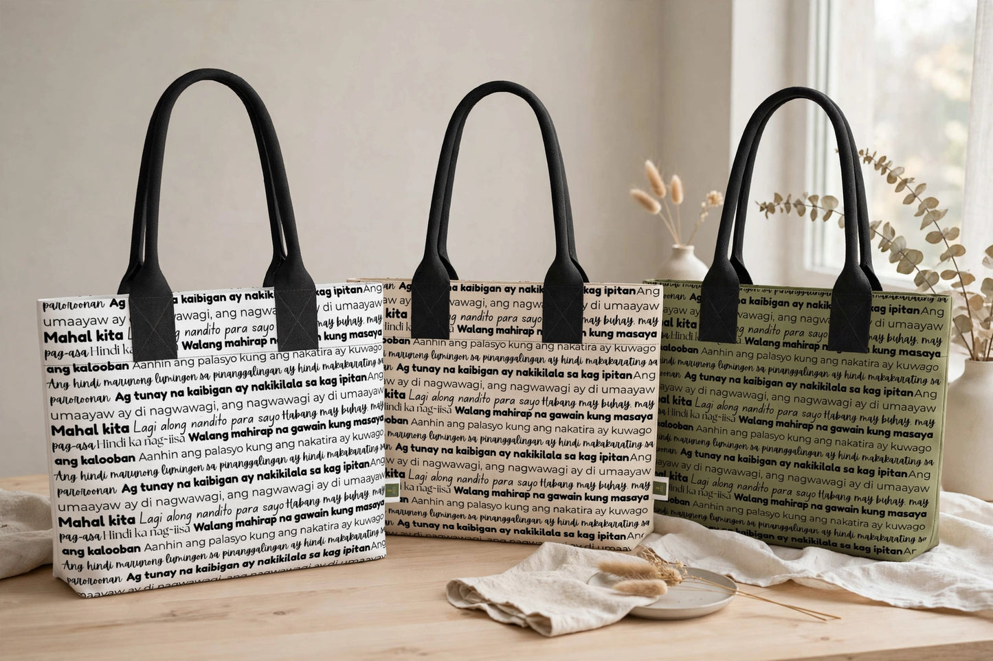 Classic Words of Home Totelet | Tagalog Typography Tote Bag