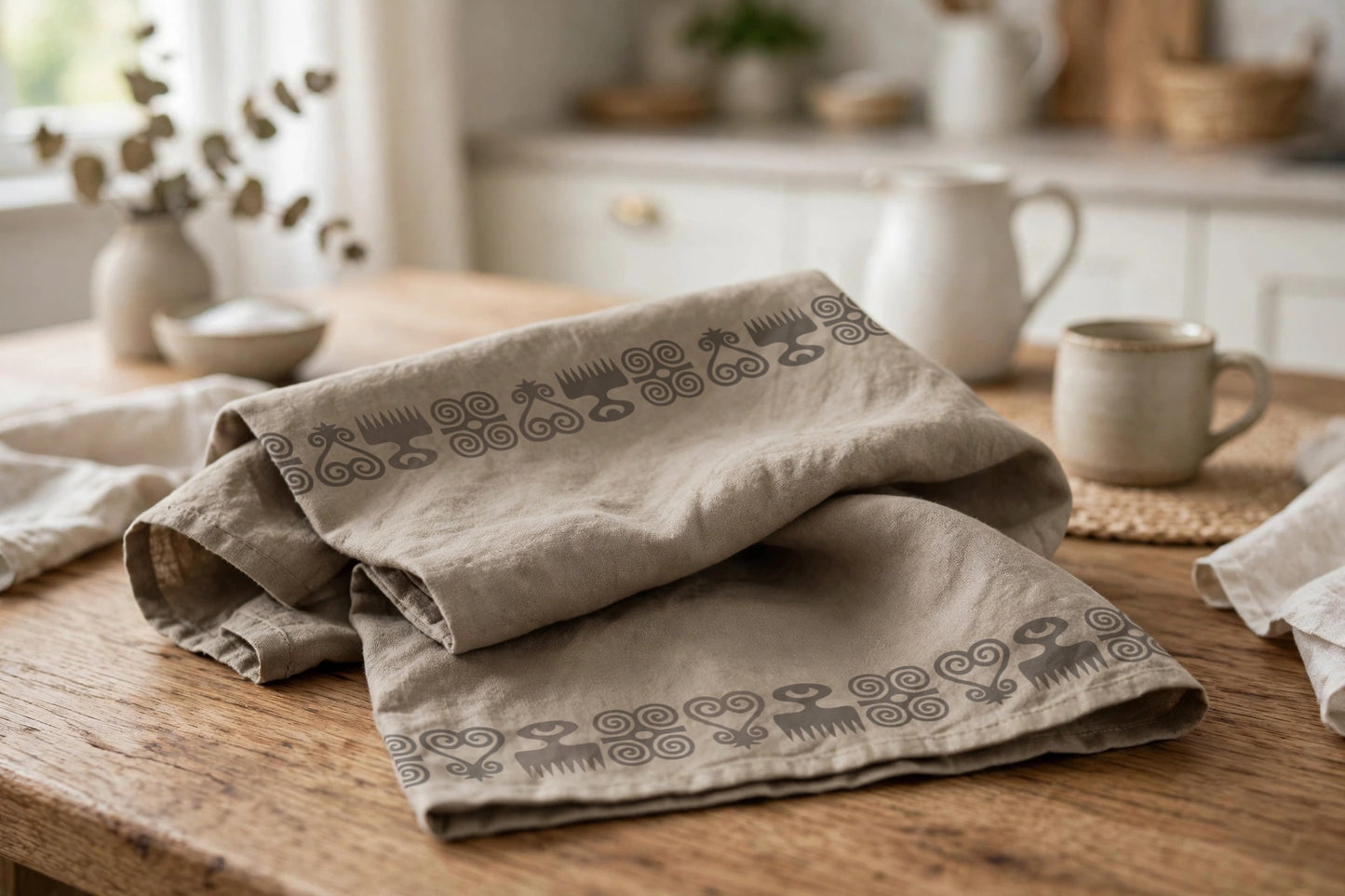 Adinkra Pattern Tea Towel | West African Kitchen Towel
