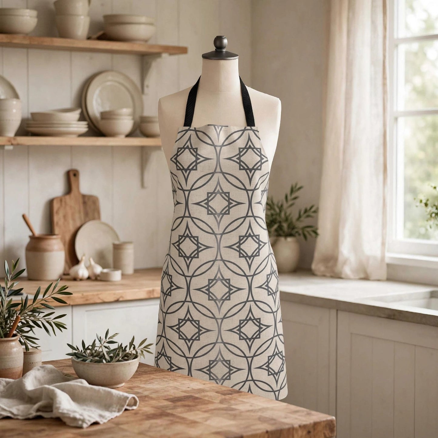 Gather Around the Table Apron | Charcoal Heritage Pattern Apron