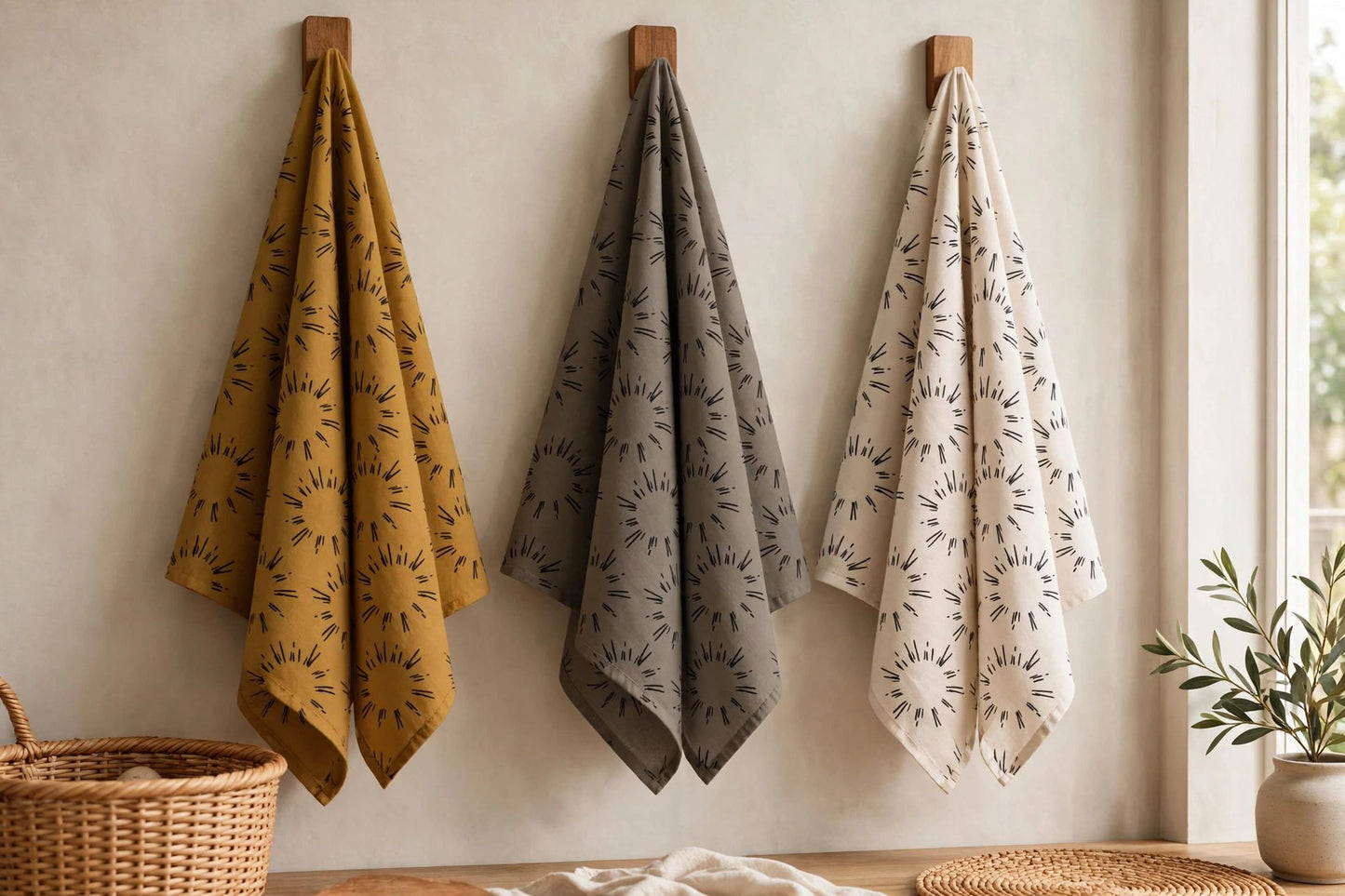 Rising Sun Tea Towel | Stone Grey Filipino Kitchen Towel