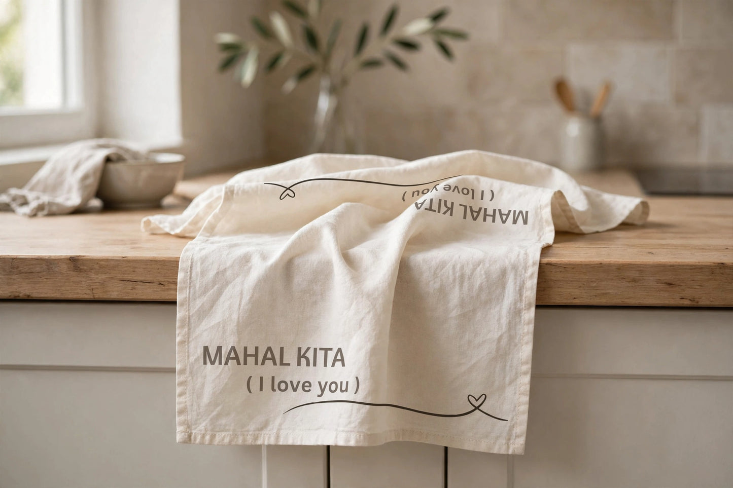 Filipino Words Tea Towel | Tagalog Filipino Kitchen Towel