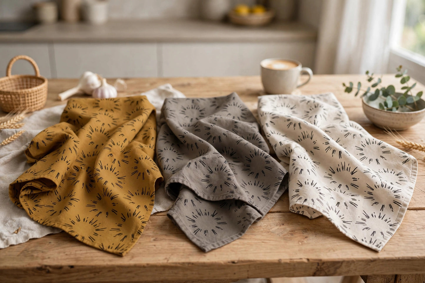 Rising Sun Tea Towel | Stone Grey Filipino Kitchen Towel
