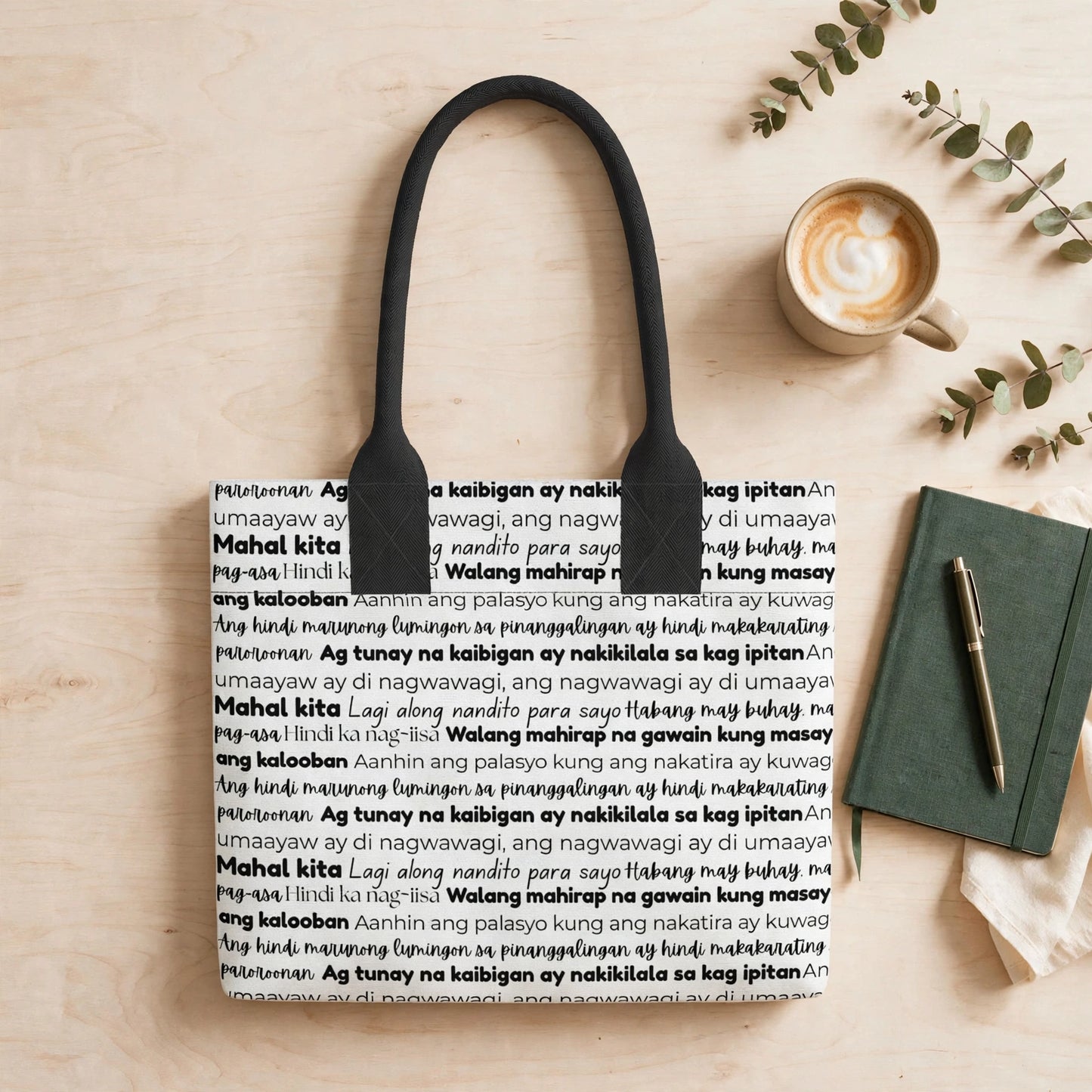 Classic Words of Home Totelet | Tagalog Typography Tote Bag