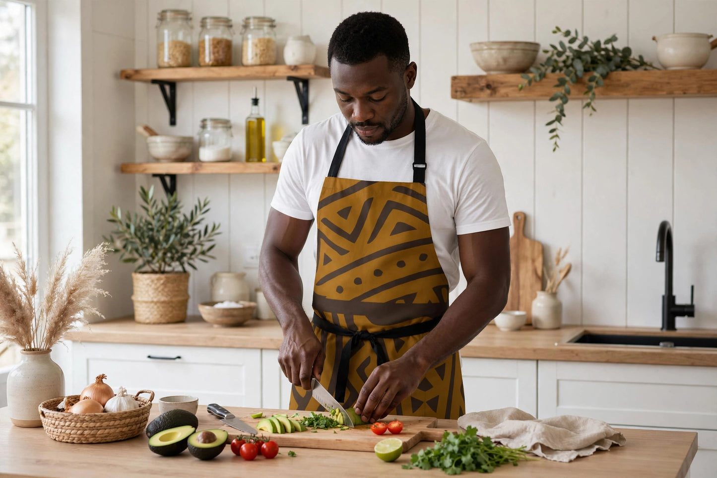Rhythms of the Earth Apron | Ochre Tribal Pattern Apron