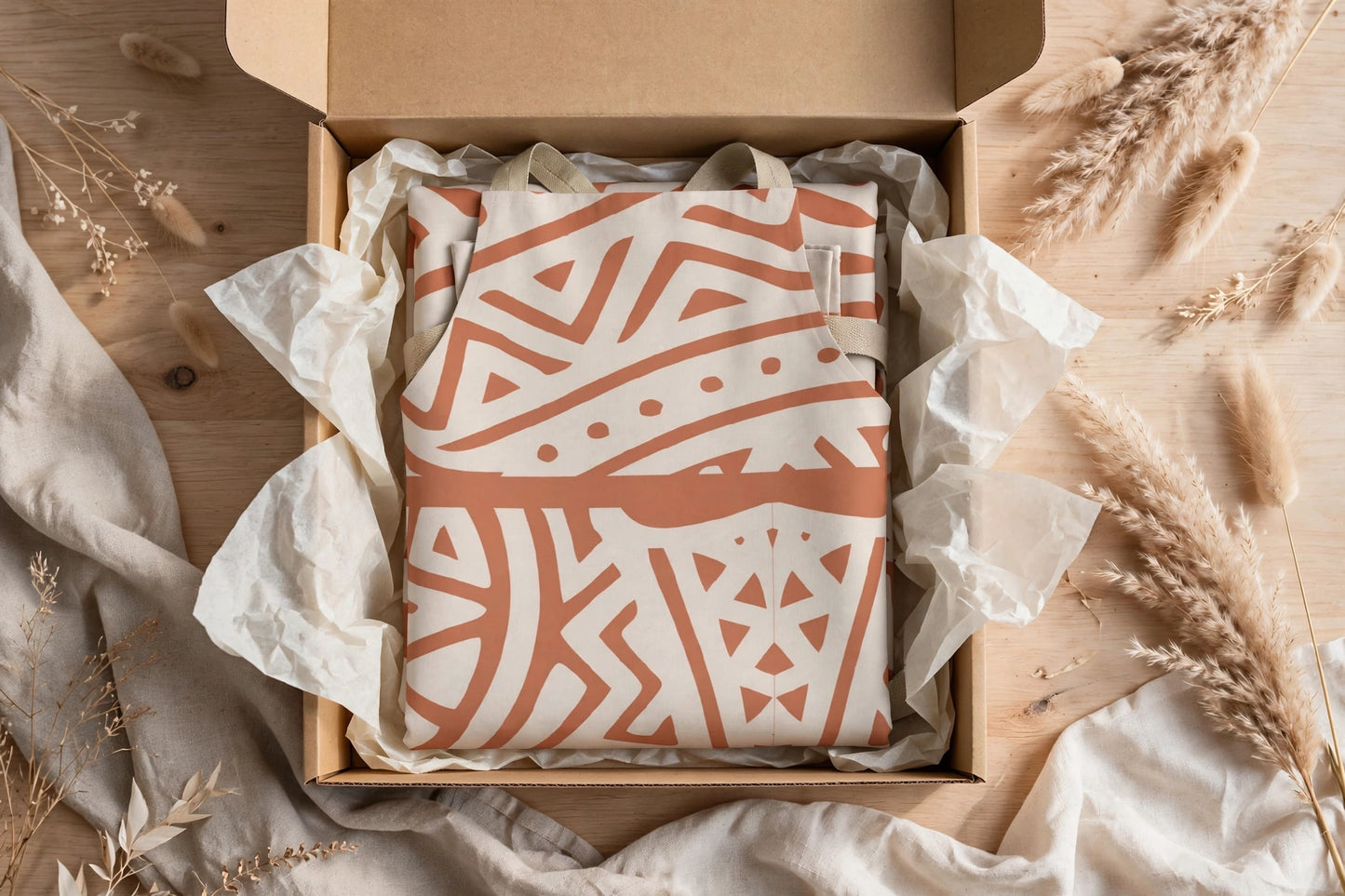 Rhythms of the Earth Apron | Clay Tribal Pattern Apron