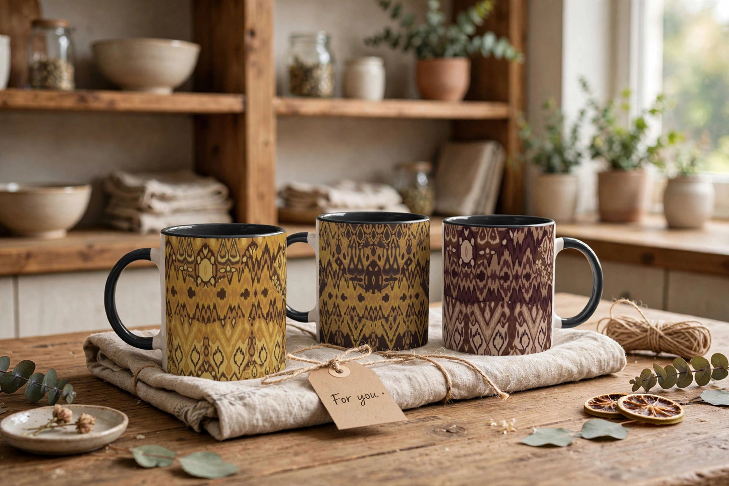 Cocoa Earth Coffee Cup | Filipino Textile Pattern Mug