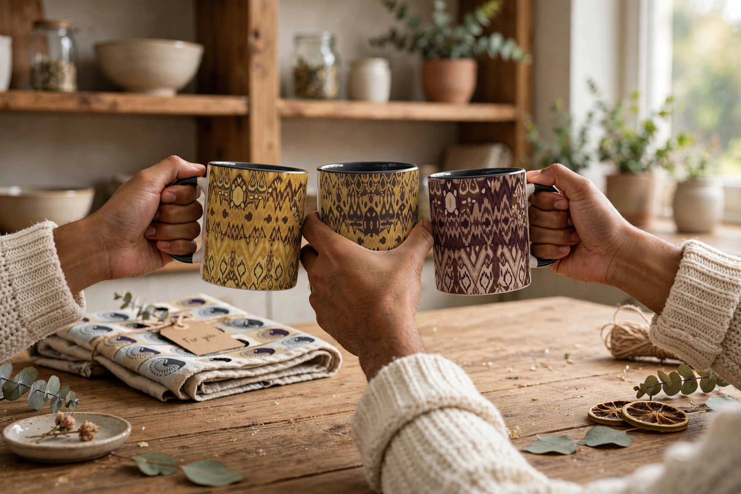 Cocoa Earth Coffee Cup | Filipino Textile Pattern Mug