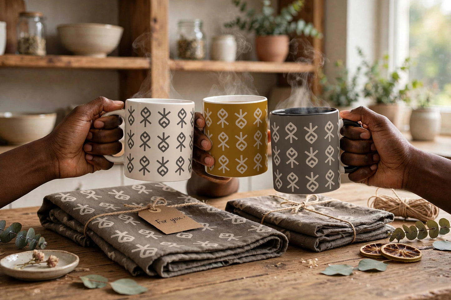 Echoes of Home Coffee Cup | Ochre Heritage Symbols Igbo Mug
