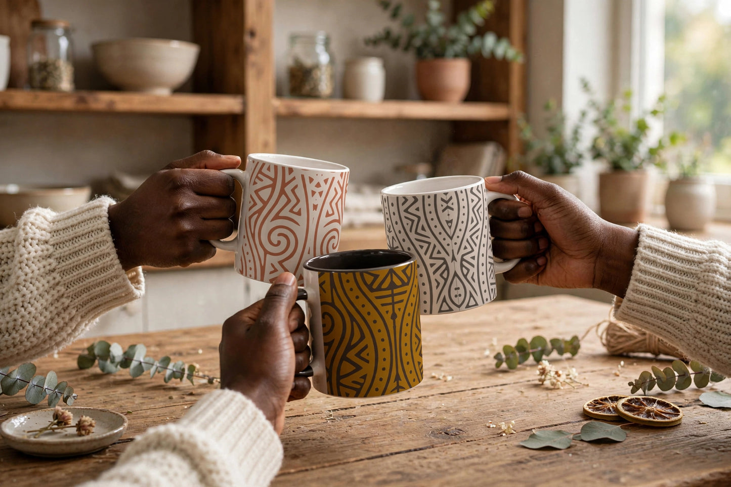 Echoes of Home Coffee Cup | Ochre Igbo Pattern Mug