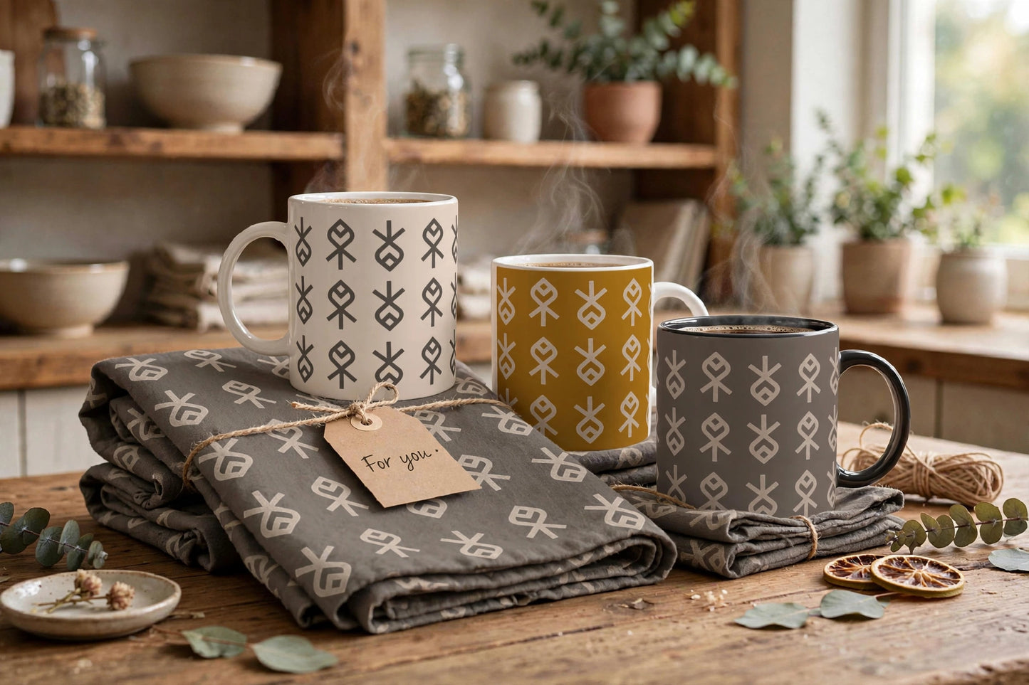 Echoes of Home Coffee Cup | Ochre Heritage Symbols Igbo Mug