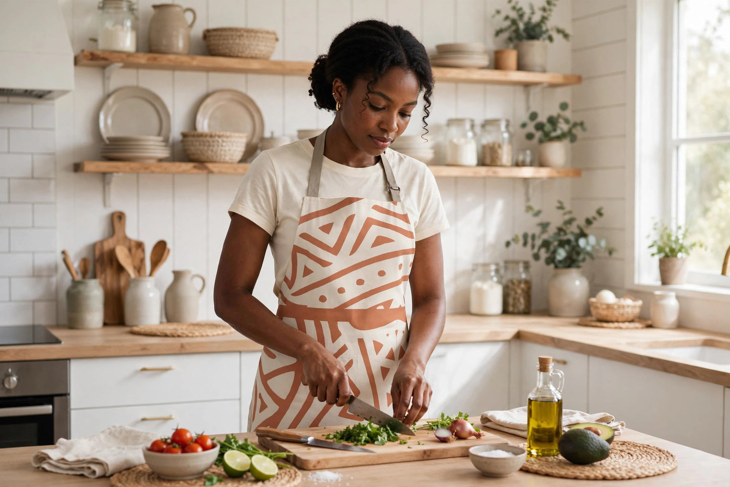 Rhythms of the Earth Apron | Clay Tribal Pattern Apron