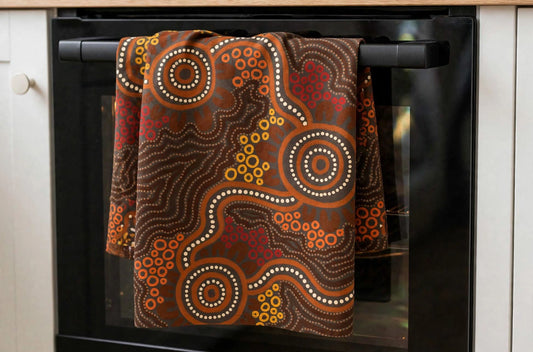 Rhythms of the Earth Tea Towel | Midnight Earth Igbo Kitchen Towel