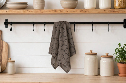 Rising Sun Tea Towel | Stone Grey Filipino Kitchen Towel