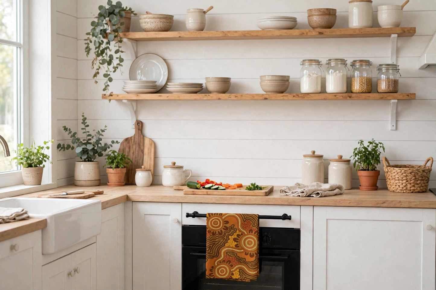 Rhythms of the Earth Tea Towel | Ochre Earth Igbo Kitchen Towel