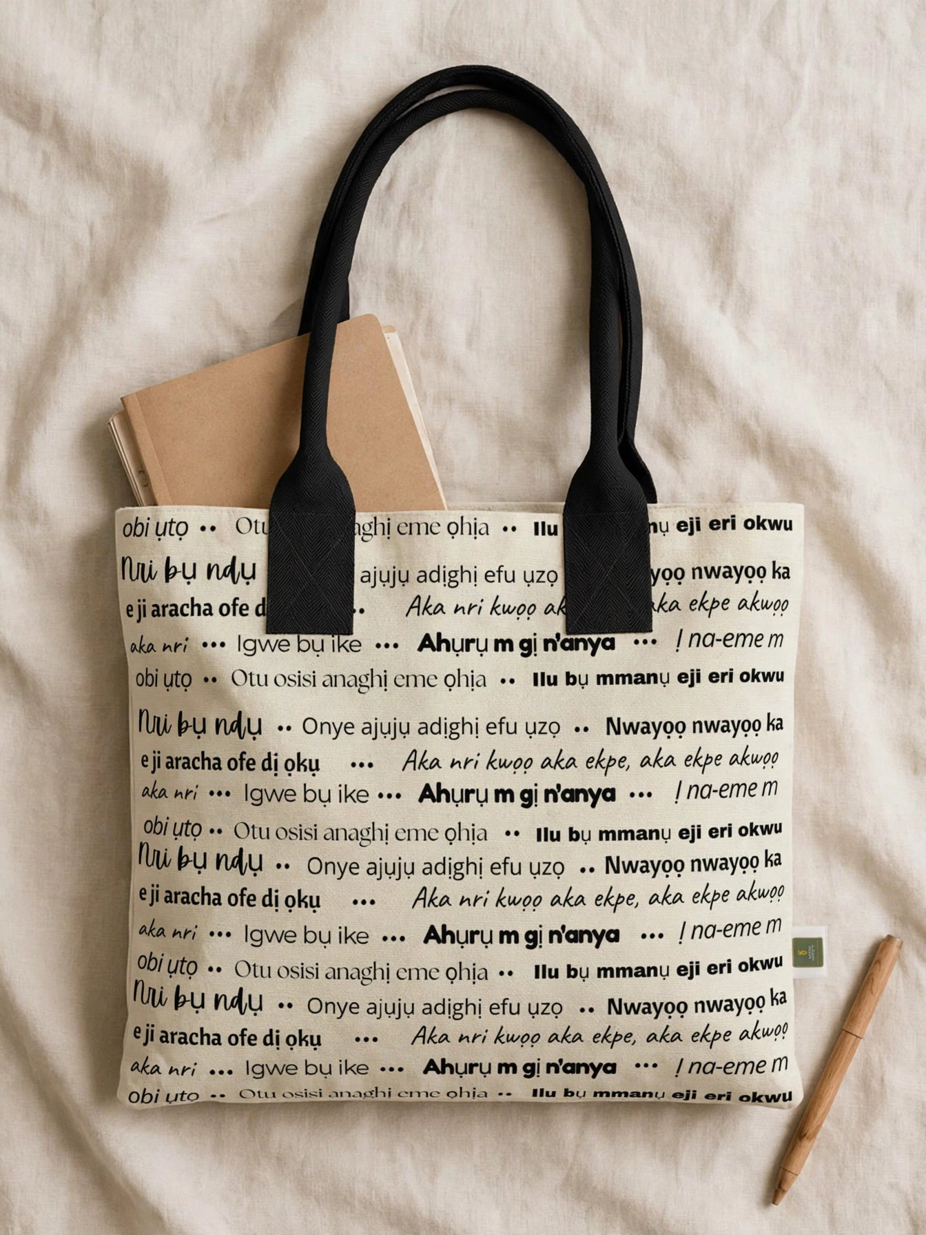 Ivory Echoes Totelet | Igbo Language Tote Bag