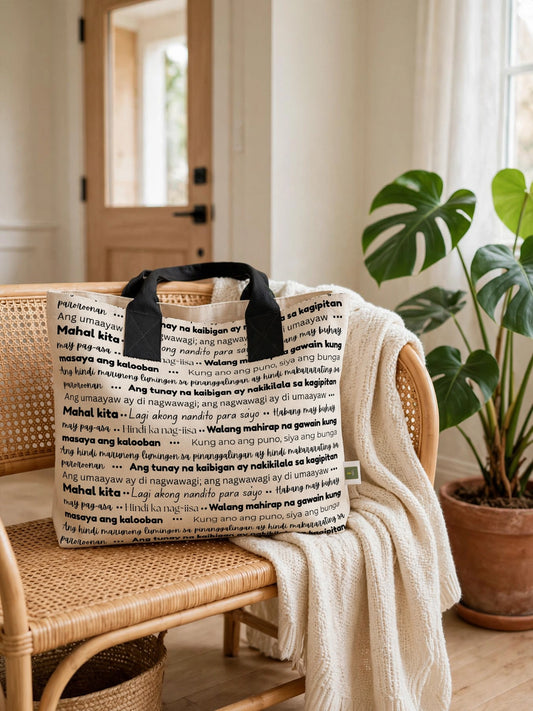 Nostalgic Words of Home Totelet | Tagalog Typography Tote Bag
