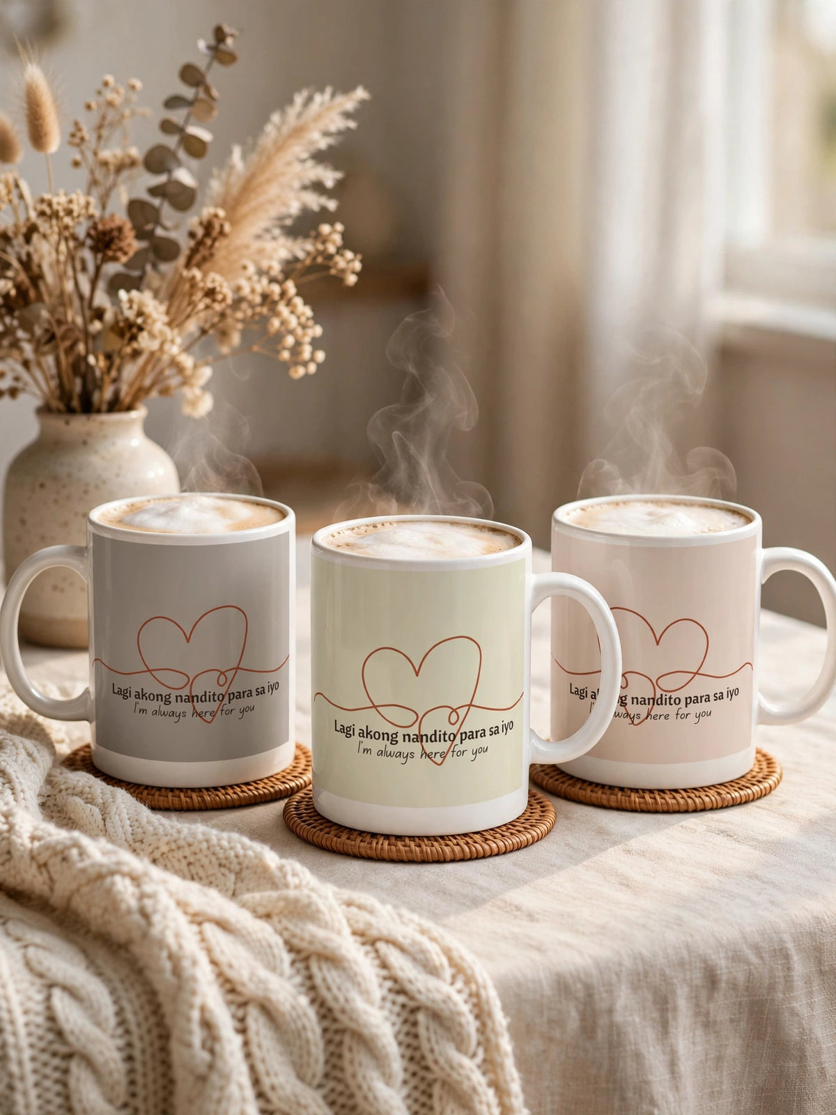 Lagi Akong Nandito Mug - Stone | Tagalog “I'm Always Here for You” Coffee Cup