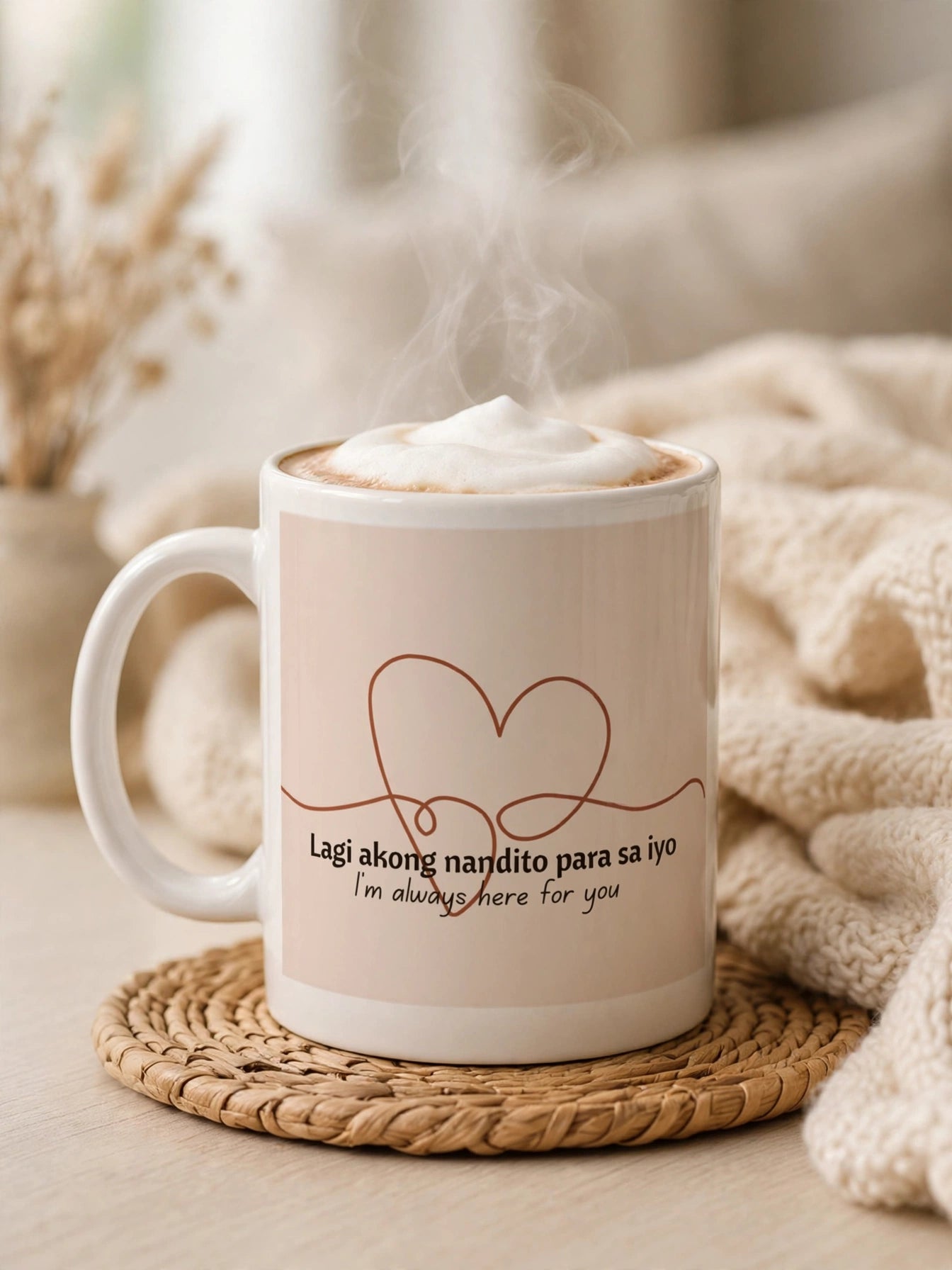 Lagi Akong Nandito Mug - Clay | Tagalog “I'm Always Here for You” Coffee Cup