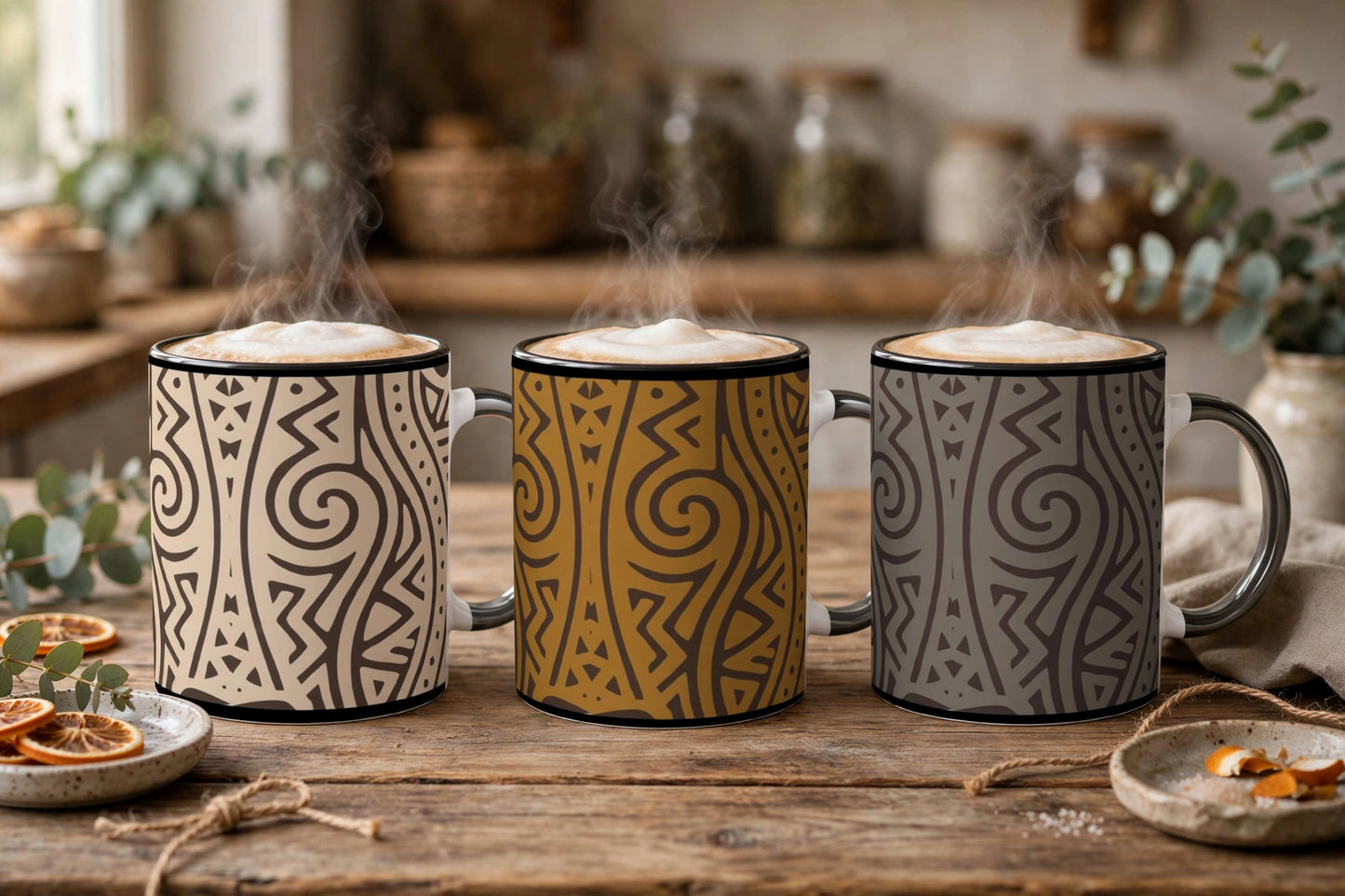 Echoes of Home Mug | Sandstone Geometric Pattern Coffee Cup