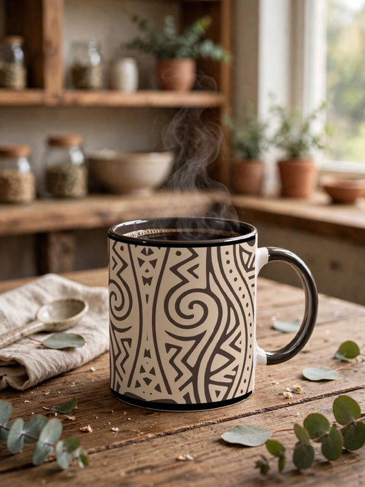 Echoes of Home Mug | Sandstone Geometric Pattern Coffee Cup