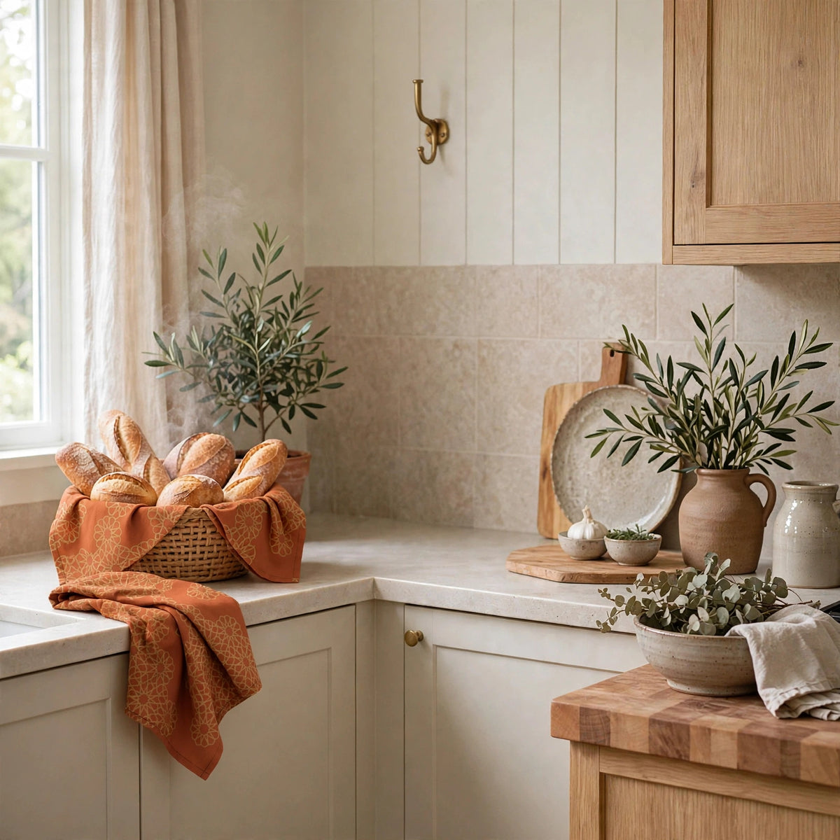 Threads of Heritage Tea Towel | Terracotta Lattice Kitchen Towel