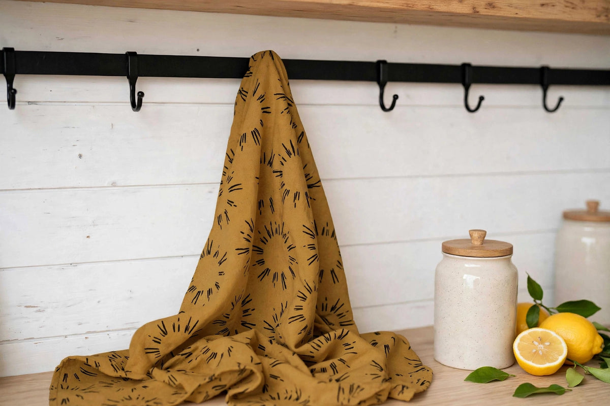 Sunburst Tea Towel | Golden Ochre Kitchen Towel
