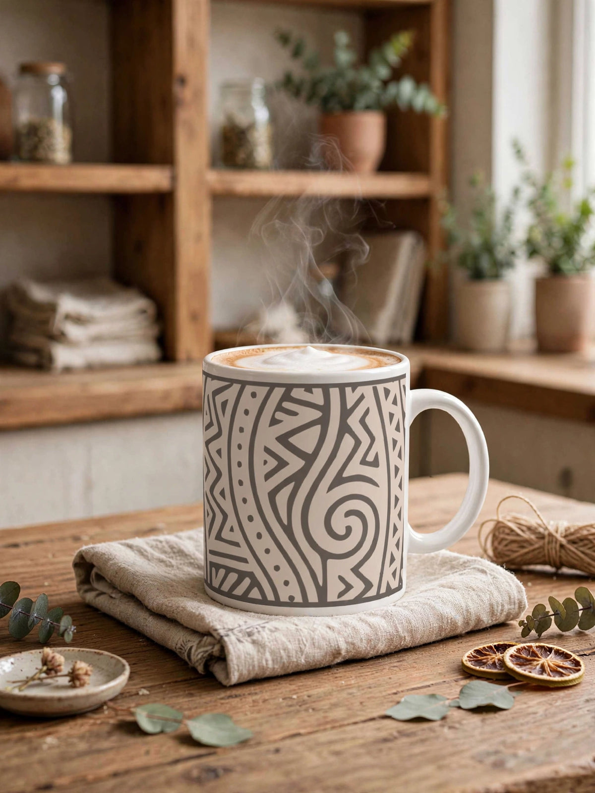 Echoes of Home Mug | Stone Geometric Pattern Coffee Cup