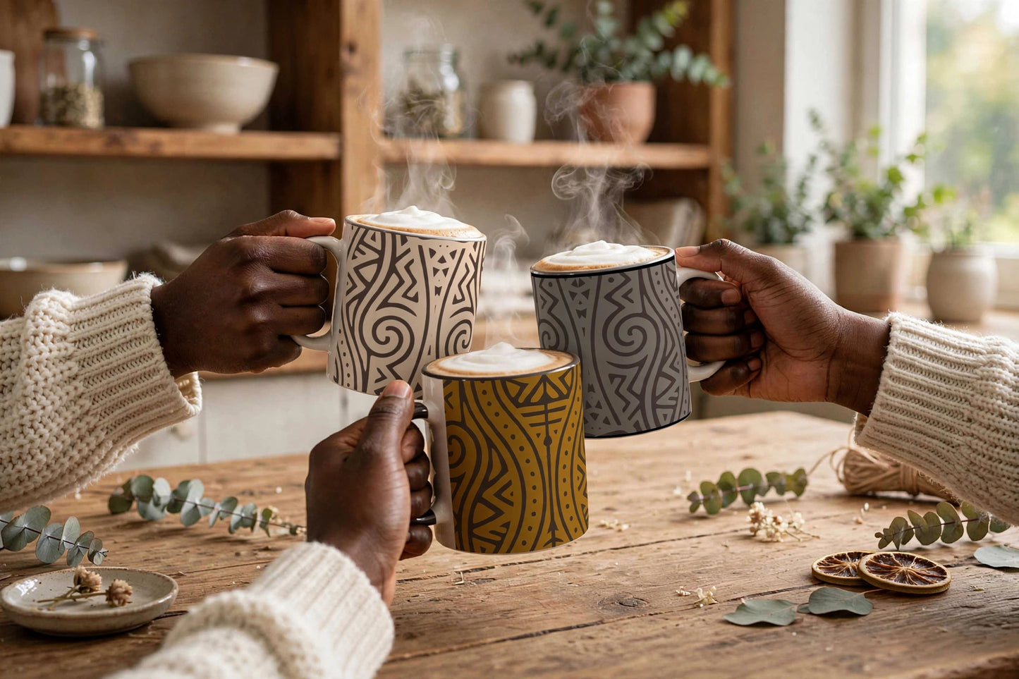 Echoes of Home Mug | Sandstone Geometric Pattern Coffee Cup