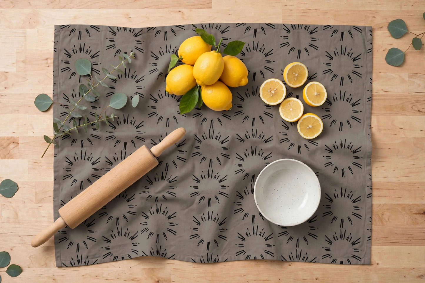 Sunburst Tea Towel | Stone Grey Kitchen Towel