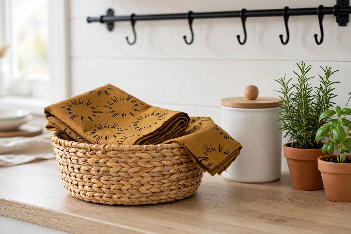 Sunburst Tea Towel | Golden Ochre Kitchen Towel