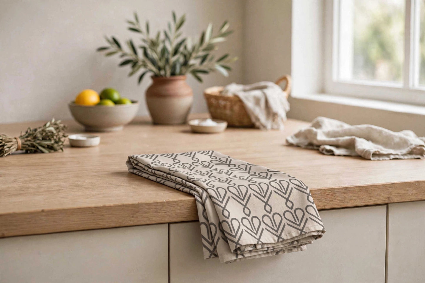 Sandstone Rhythm Pattern Tea Towel | Symbols That Speak Kitchen Towel