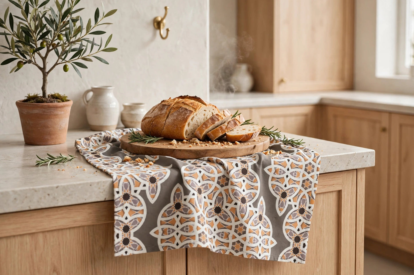Layers of Heritage Kitchen Towel | Stone Grey Ornamental Tea Towel
