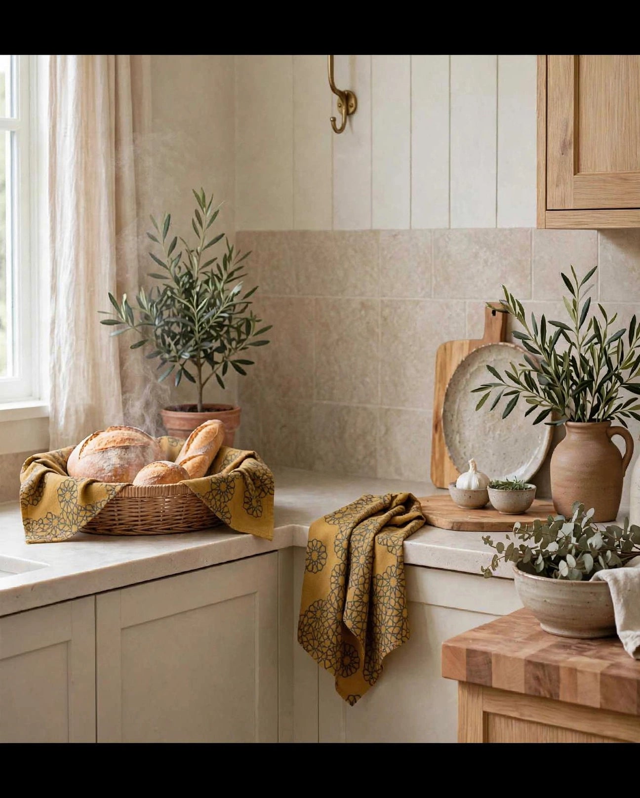 Threads of Heritage Tea Towel | Warm Ochre Lattice Kitchen Towel