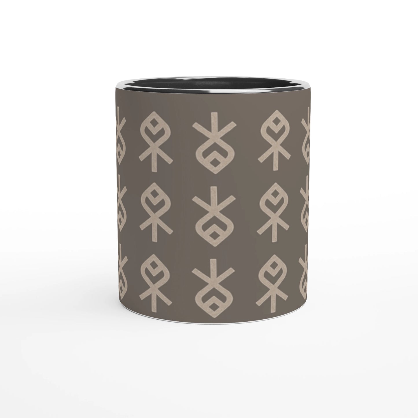 Echoes of Home Coffee Cup | Taupe Igbo Symbols Mug