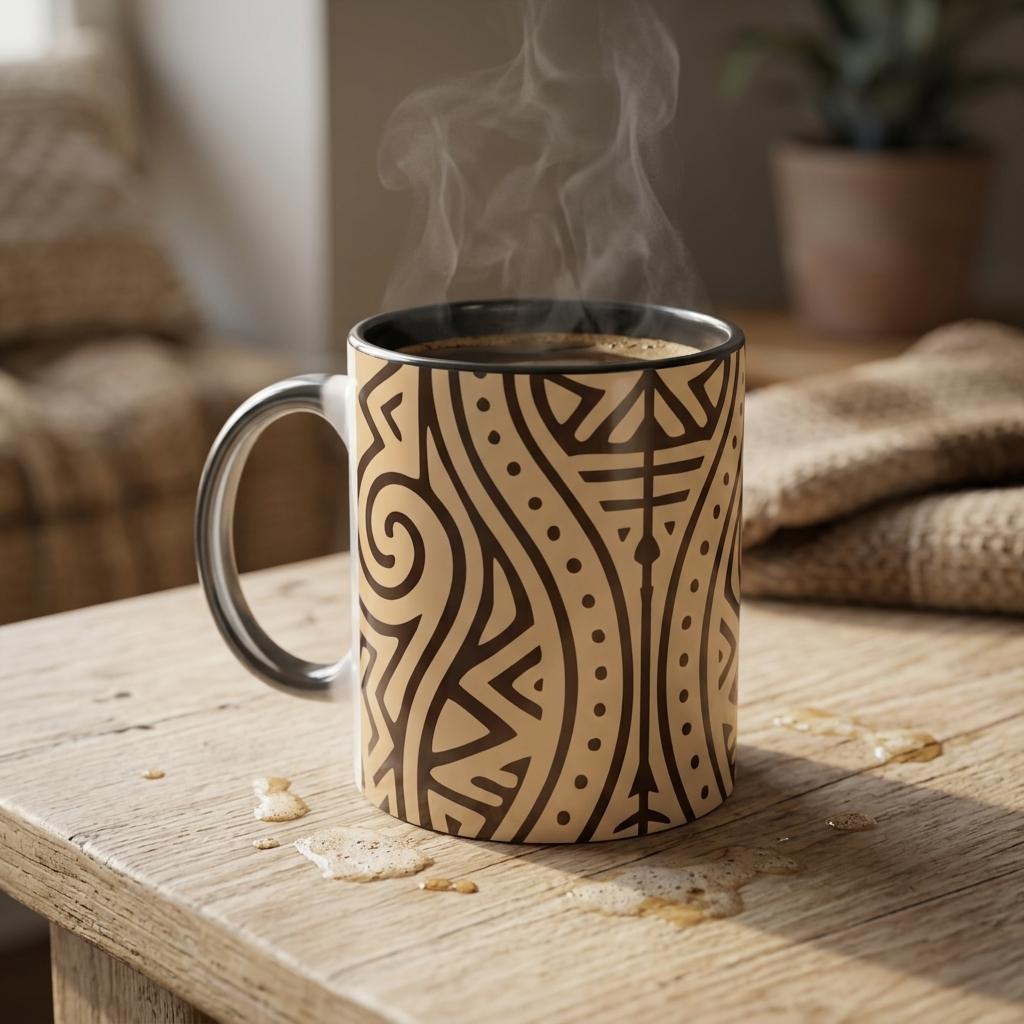 Echoes of Home Coffee Cup | Ochre Igbo Pattern Mug