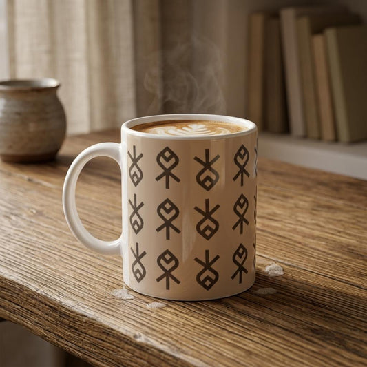 Echoes of Home Coffee Cup | Sandstone Heritage Symbols Igbo Mug