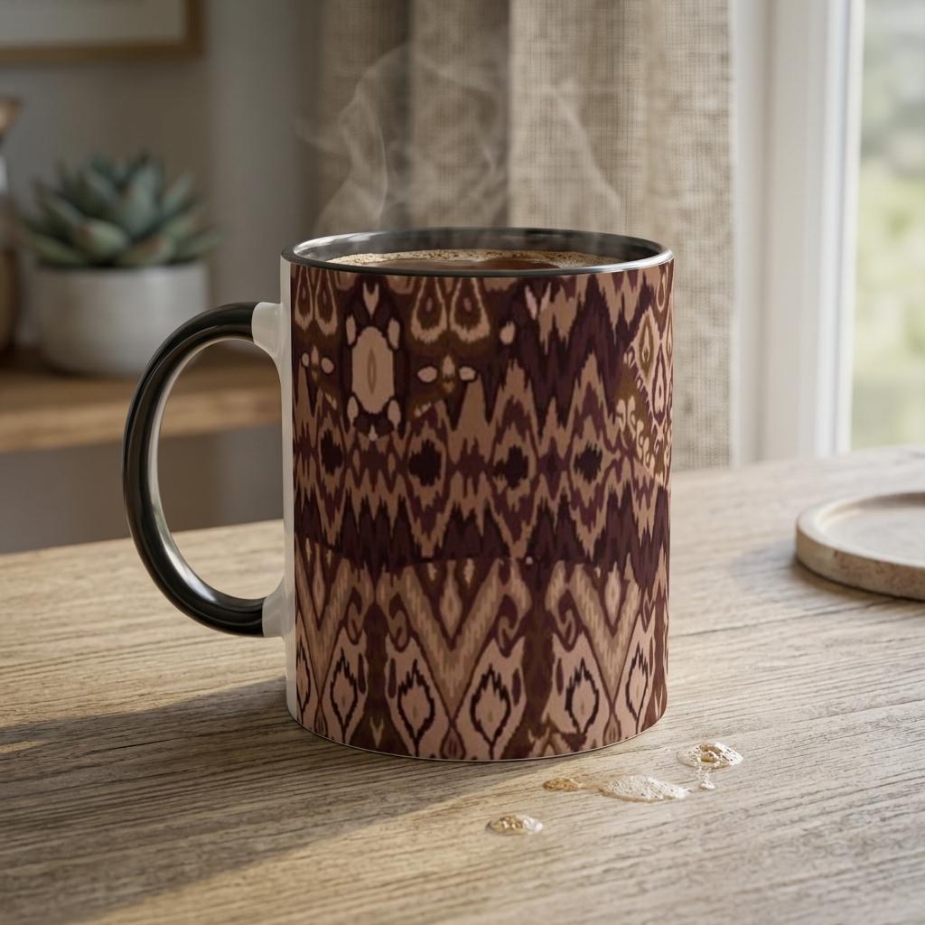 Cocoa Earth Coffee Cup | Filipino Textile Pattern Mug