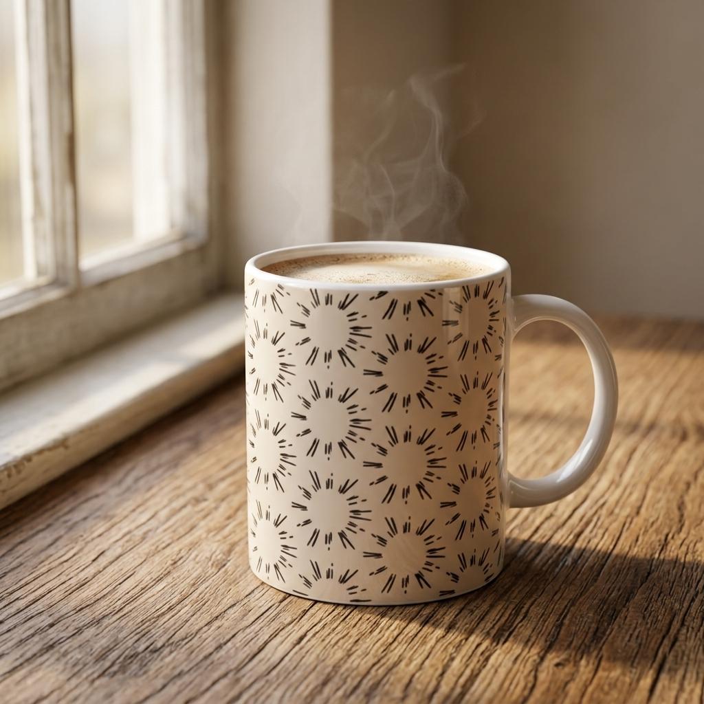 Sandstone Sunburst Mug | Filipino Rising Sun Coffee Cup