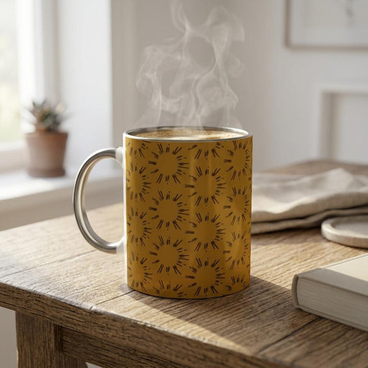 Ochre Sunburst Coffee Cup | Filipino Rising Sun Mug