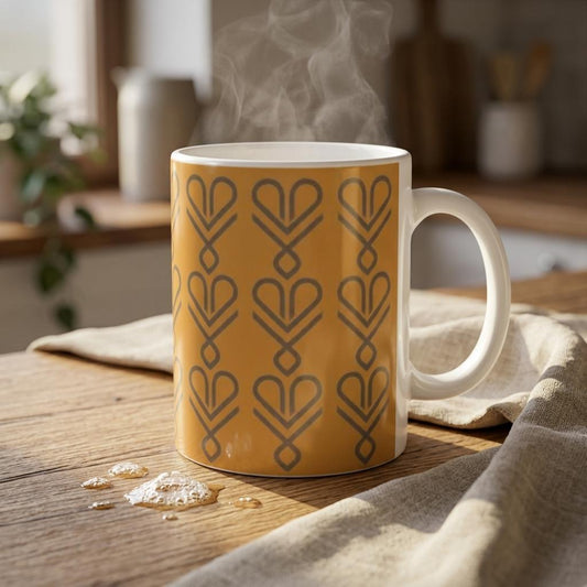Echoes of Home Coffee Cup | Ochre Igbo Pattern Mug