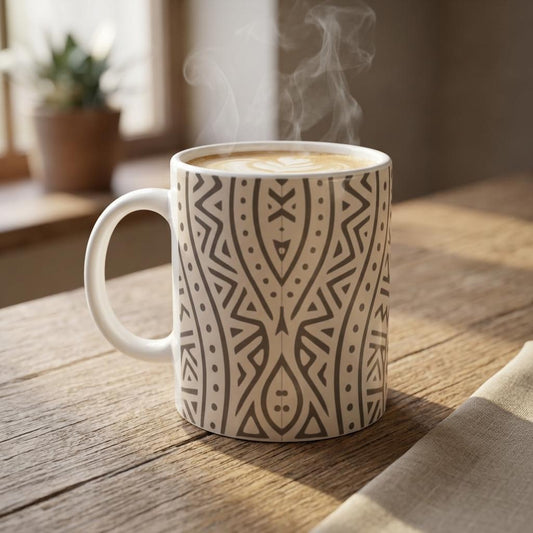 Echoes of Home Heritage Mug | Stone Igbo Pattern Coffee Cup