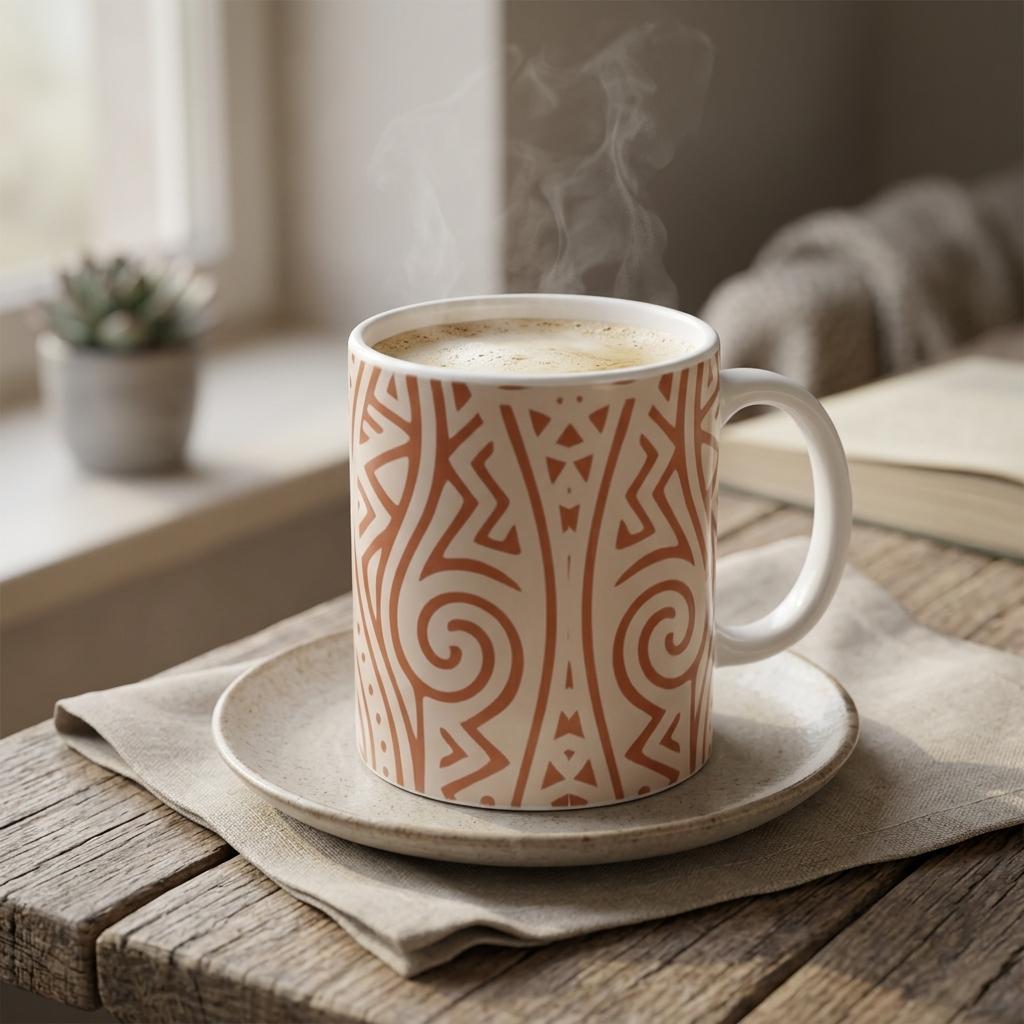 Echoes of Home Heritage Mug | Terracotta Igbo Pattern Coffee Cup